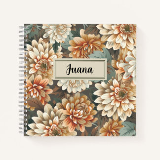Cuaderno Peach Beige Chrysanthemum Floral Spiral Notebook