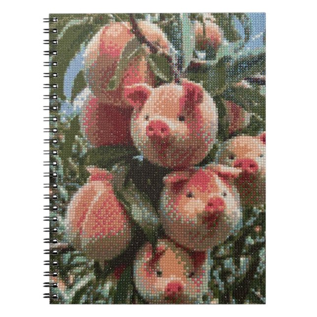 Cuaderno Peach Branch Piglets - Pintura de diamantes (Frente)
