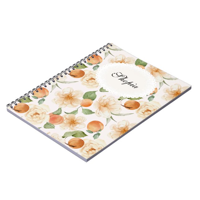 Cuaderno Peach & Cream Floral Elegant Notebook Cover Design (Lado Izquierdo)