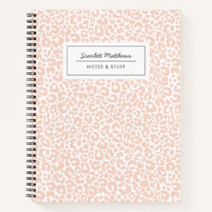 Cuaderno Peach de patrón de impresión de leopardo de boni