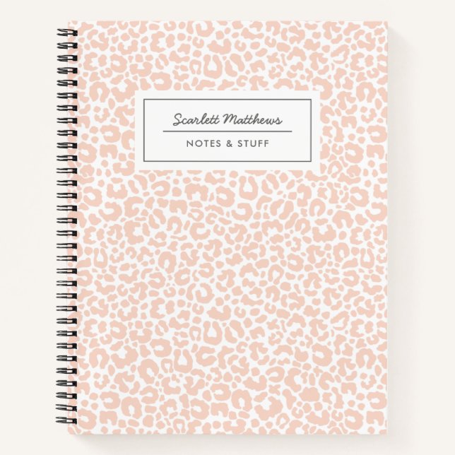 Cuaderno Peach de patrón de impresión de leopardo de bonito (Anverso)