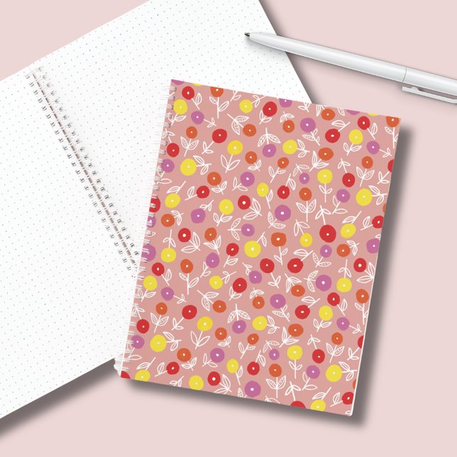 Cuaderno Peach floral ditsy boho (Cute peach floral ditsy notebook.  Cute for kids stationery and back to school.)