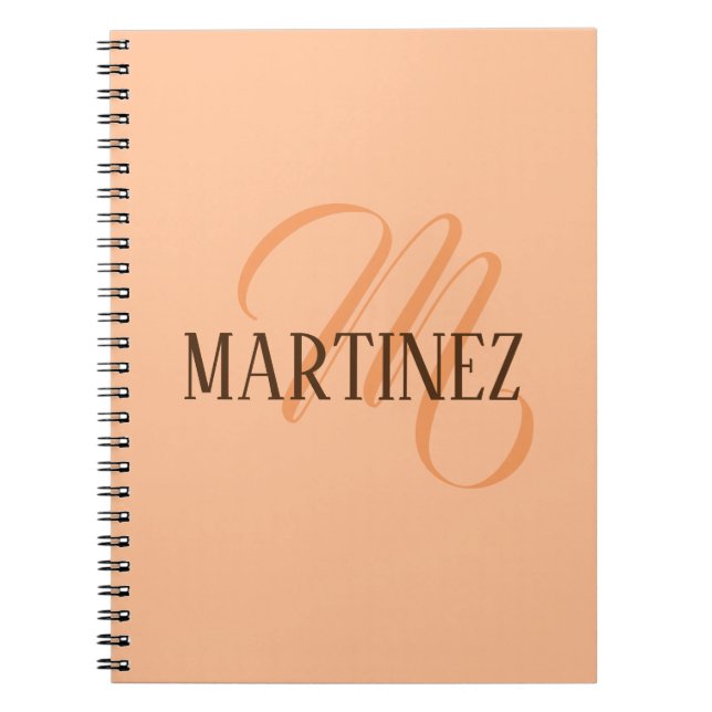 Cuaderno Peach Fuzz Elegante Nombre Personalizado (Frente)