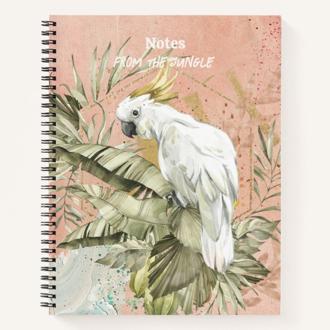 Cuaderno Peach Grunge Boho Floral Cockatoo (Anverso)