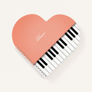 Cuaderno Peach Naranja Grand Piano Music Personalizado de t