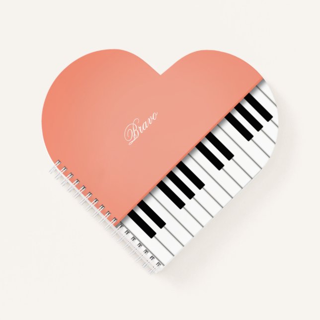 Cuaderno Peach Naranja Grand Piano Music Personalizado de t (Anverso)