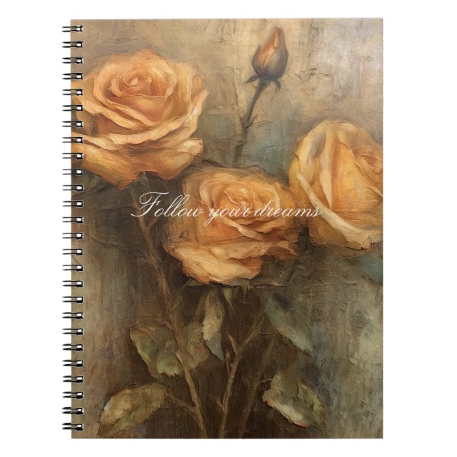 Cuaderno Peach Rosa Floral Romántica (Frente)