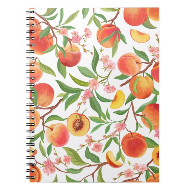 Cuaderno Peach Tropical Fruit Vintage Pattern. (Frente)