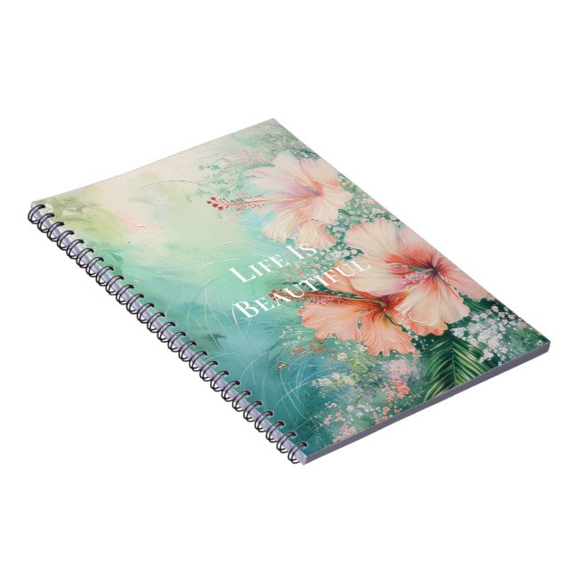 Cuaderno Peach White Hibiscus Floral (Lado Derecho)