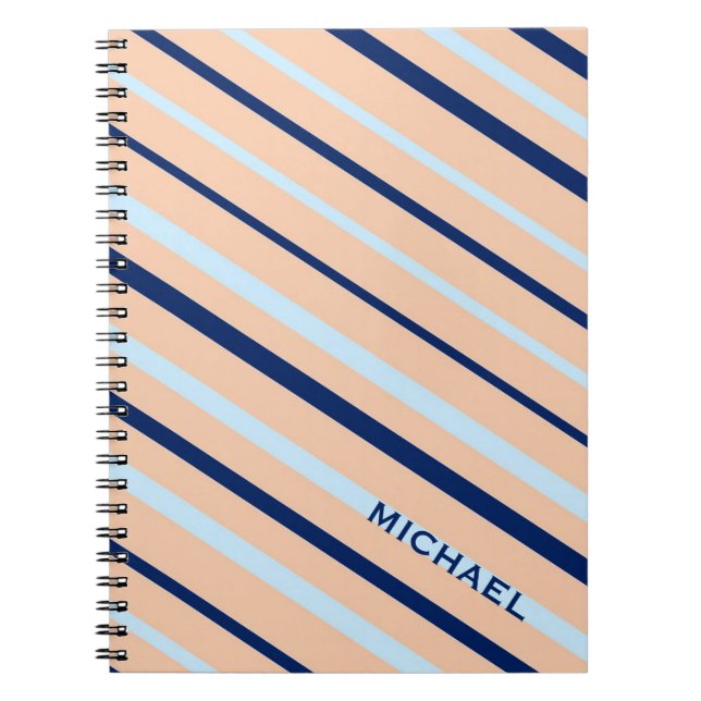 Cuaderno Peach y Blue Diagonal Strional Personalizado (Frente)