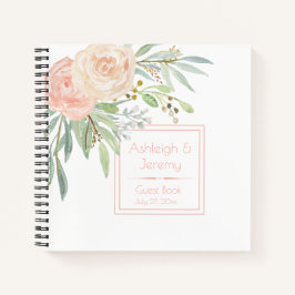 Cuaderno Peach y Green Floral Guest Book |