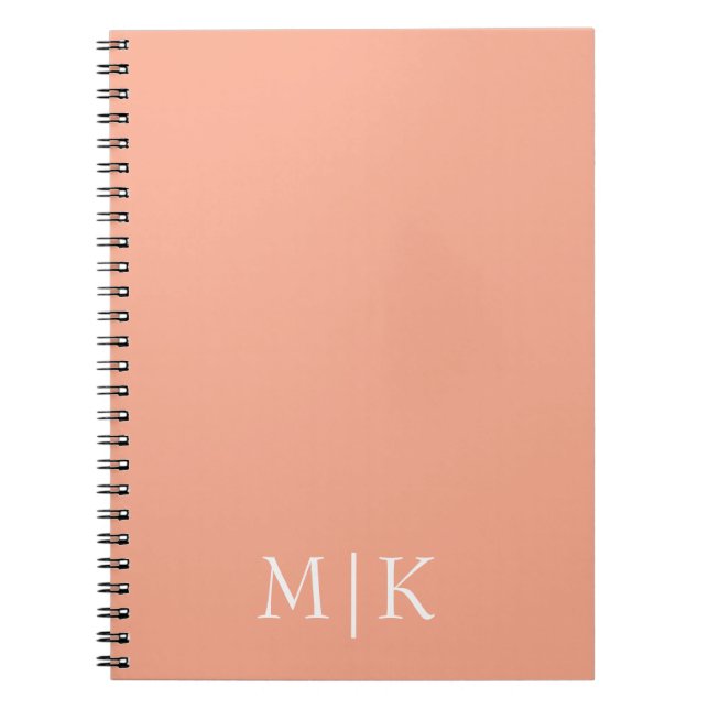 Cuaderno Peach y White | Monograma moderno (Frente)
