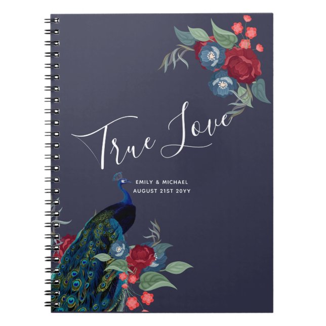 Cuaderno Peacock Blue Burgundy Winter Fall Wedding Budget (Frente)