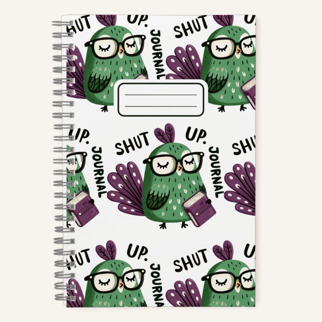 Cuaderno Peacock con Journal - "Cállate, Journal" Gracioso (Anverso)