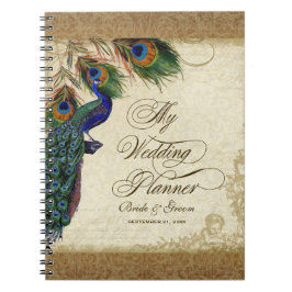 Cuaderno Peacock & Feathers Vintage Gold Look Damask Swirl