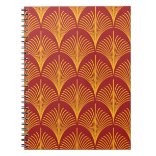 Cuaderno Peacock Oro Rojo: Art Deco.