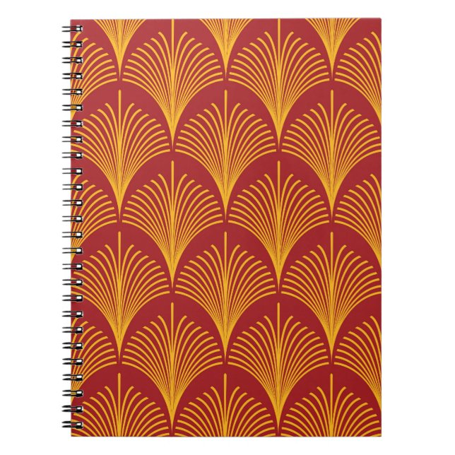 Cuaderno Peacock Oro Rojo: Art Deco. (Frente)