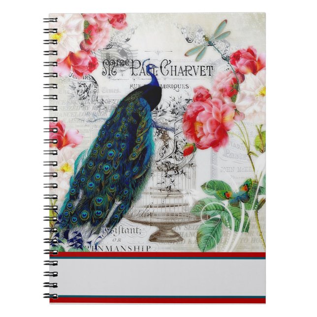 Cuaderno Peacock y rosas (Frente)