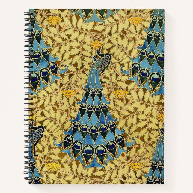 Cuaderno Peacocks Birds Rowan Trees Art Nouveau (Anverso)