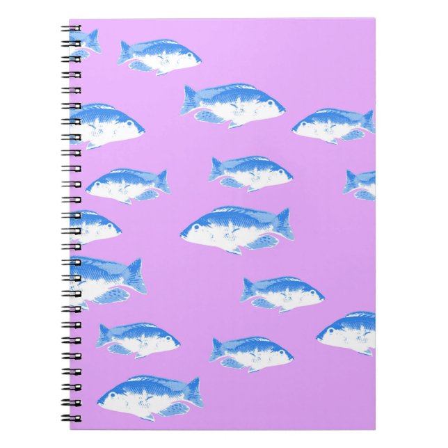 Cuaderno Peces azules en lila (Frente)