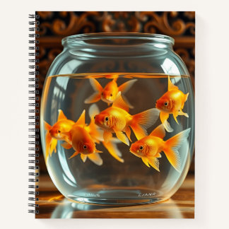 Cuaderno Peces de oro en el bloc de notas de cristal
