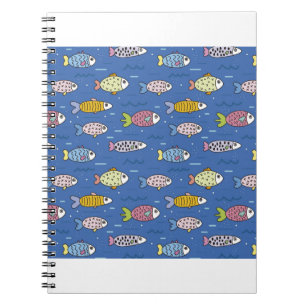 Cuaderno peces marinos submarinos azules