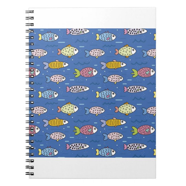 Cuaderno peces marinos submarinos azules (Frente)
