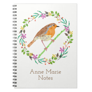 Cuaderno Pecho Rojo Robin, ave de Navidad