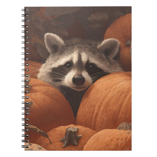 Cuaderno Peekaboo Raccoon Pumpkin Patch Art (Frente)