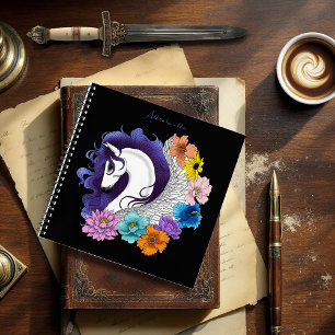 Cuaderno Pegasus Negro Floral