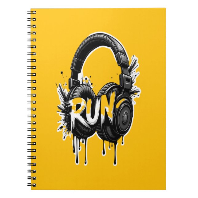 Cuaderno Pegatina de auriculares Street Art RUN (Frente)