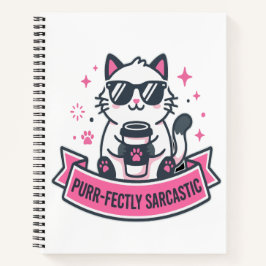 Cuaderno Pegatina de gato blanco perfectamente sarcástico
