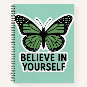 Cuaderno Pegatina de motivación de mariposa verde