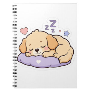 Cuaderno Pegatina de Perro Dormido Adorable – Cachorro Past