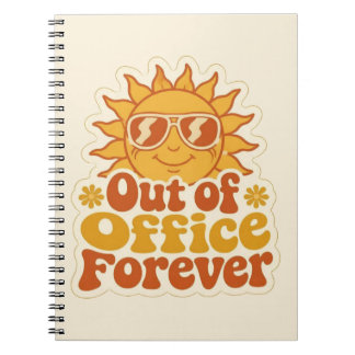 Cuaderno Pegatina de sol sonriente "Fuera de la oficina" Ve
