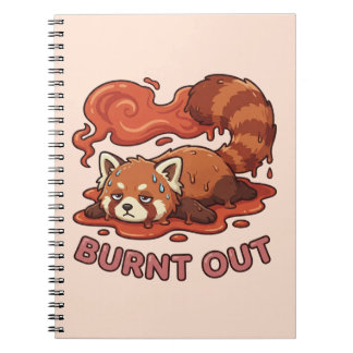 Cuaderno Pegatina divertida de panda rojo derritiéndose que