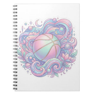 Cuaderno Pegatina estética de baloncesto espacial pastel