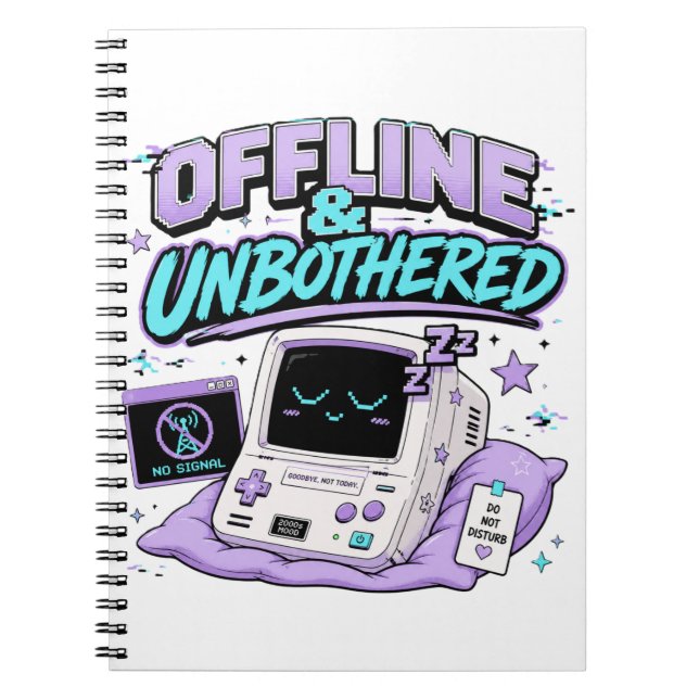 Cuaderno Pegatina Retro Desconectada Y Sin Molestias (Frente)