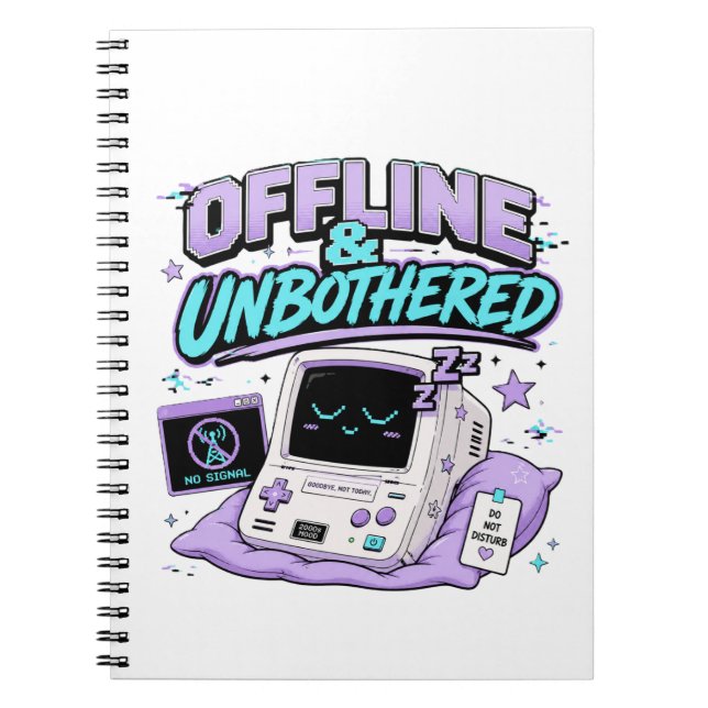 Cuaderno Pegatina Retro Desconectada Y Sin Molestias (Frente)