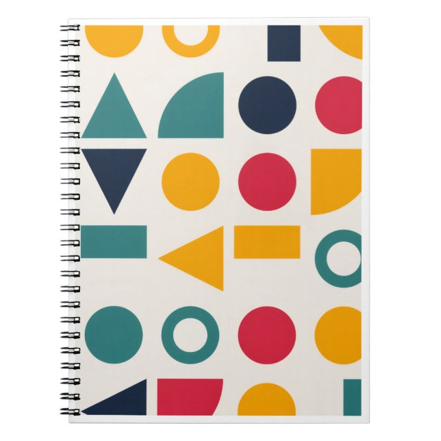 Cuaderno Pegatinas de patrón de formas geométricas Bauhaus (Frente)