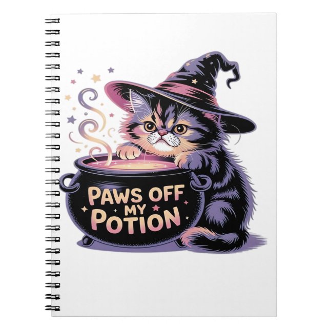 Cuaderno Pelea fuera de mi poción, Kawaii Halloween Gato Cl (Frente)