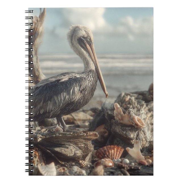Cuaderno Pelican con bloc de notas de costado de conchas ma (Frente)