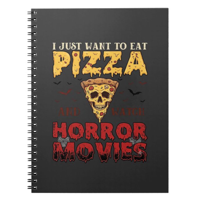 Cuaderno Películas de terror de pizza Halloween Calavera Mu (Frente)