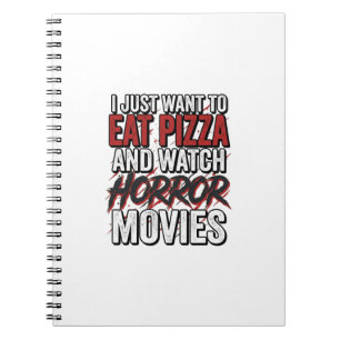 Cuaderno Películas de terror de pizza tipografía vintage de