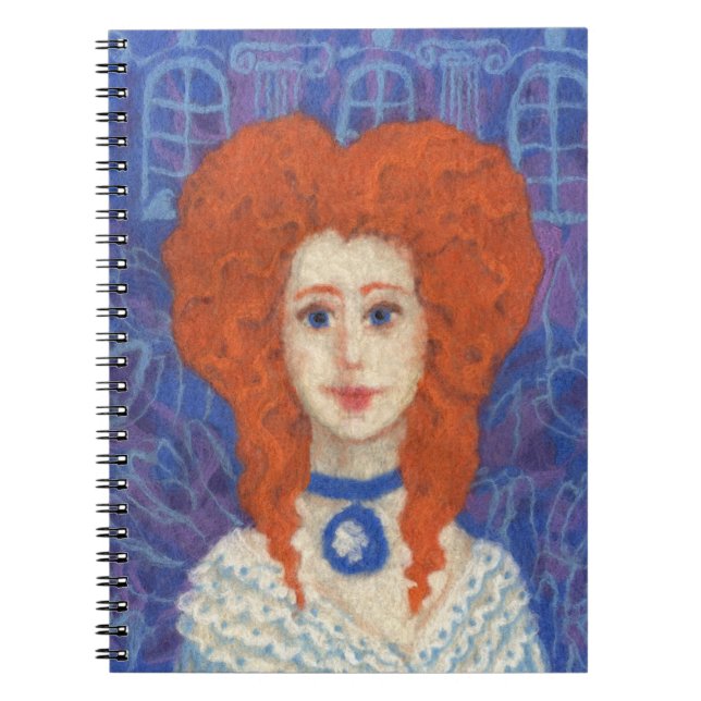 Cuaderno Pelo Rojo, chica jengibre naranja azul de fibra de (Frente)