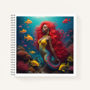 Cuaderno pelo rojo de sirena negro