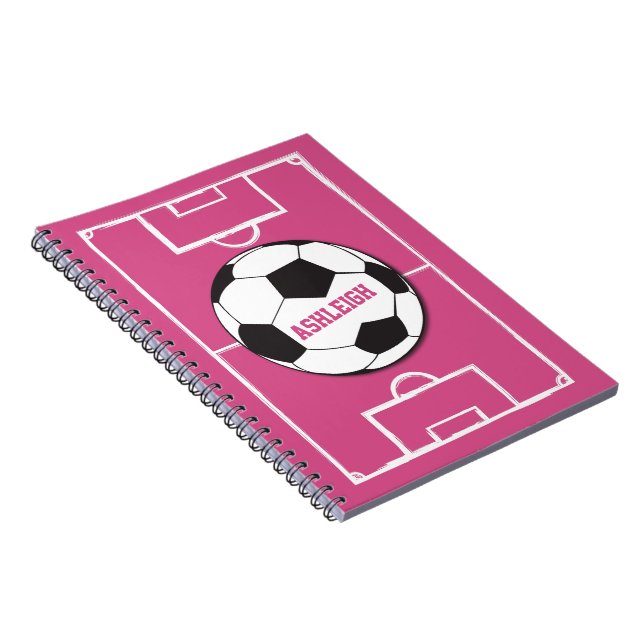 Cuaderno Pelota de fútbol personalizada y rosa de campo (Lado Derecho)
