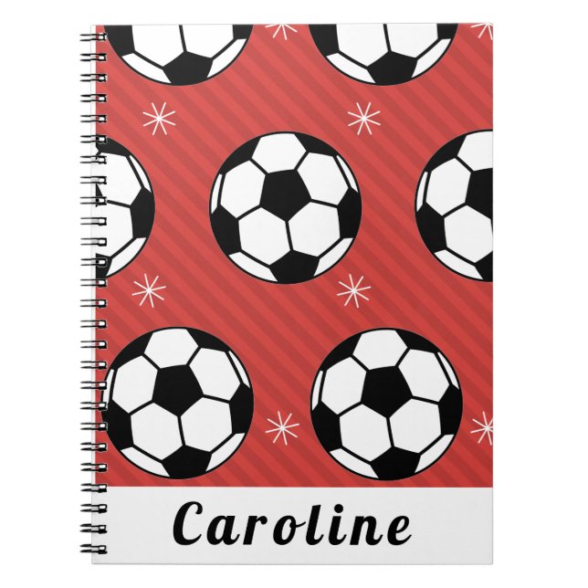 Cuaderno Pelota de Fútbol Roja de Invierno con Copos de Nie (Frente)