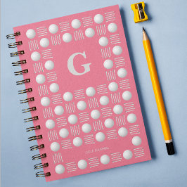 Cuaderno Pelota de golf de moda y monograma de té rosado