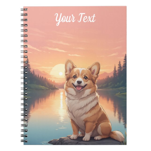 Cuaderno Pembroke Welsh Corgi por lago (Frente)